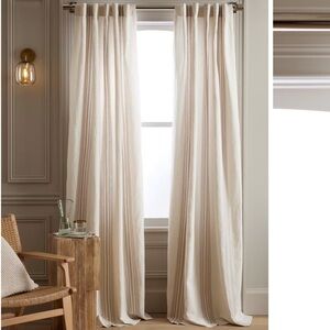NWT QUINCE Set Of 2 48x96 Coastal Stripe Linen Cotton Curtains Iv/Natural 4316